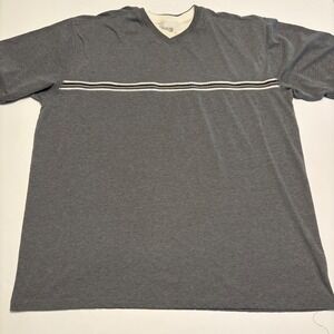 XG V-Neck T-Shirt Mens XL Gray Striped Short Sleeve Layered Look Tee